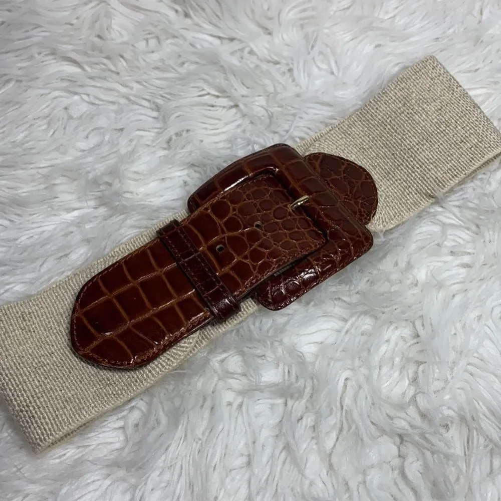 LIZ Claiborne wide stretchy belt with embossed leather detail